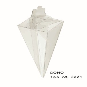 Scatola cono Trasparente porta riso o confetti H 15,5 cm confezione 20 pz art 2321
