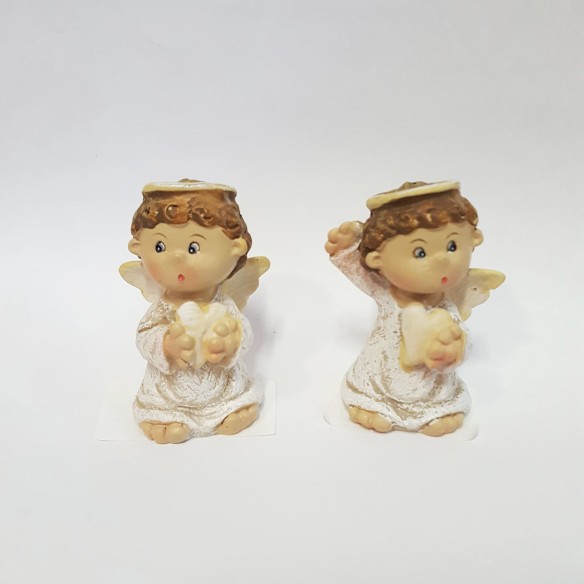 Angelo resina con inserto cuore Bomboniera h 5 cm set 2 pz Art 049061