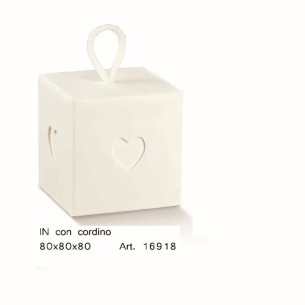 Scatola Confetti inserto cuore Bianco 8 x 8 x h 8 cm Matrimonio Anniversario Set 10 pz art 16918