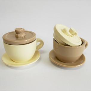 Tazzina Barattolo ermeico ceramica panna marrone 110xh90mm set 2 pz Art 02890