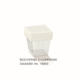 Scatola bomboniera Bicchierino con coperchio bianco 3,3 x 3,3 x 5 cm  Confezione  20 pz art 16903