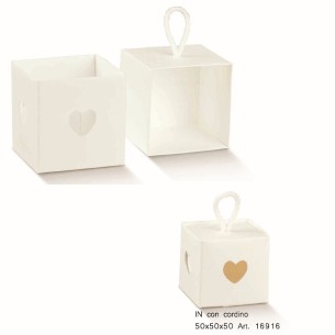 Scatola Confetti inserto cuore Bianco 50x50x50 mm Set 10 pz art 16916