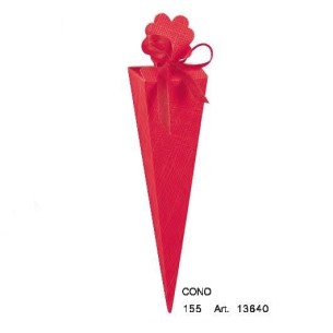 Cono quadro porta confetti o riso seta rosso h 15,5 cm set 10 pz Art 13640