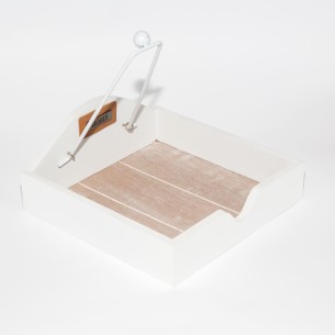 Porta tovagliolo in legno bianco Bomboniera 19 x 19 cm Art 08455 2