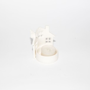 Casa porta candela porcellana avorio inserto farfalla bomboniera matrimonio art 02965