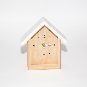 Orologio in legno tortora Casetta Bomboniera 100x160mm Art 08459