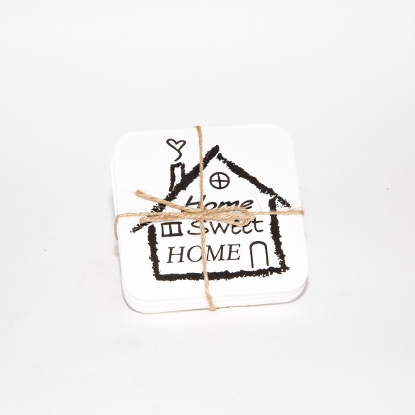 Set 4 sottobicchiere in legno bianco Bomboniera 100x100mm Art 08453