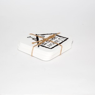 Set 4 sottobicchiere in legno bianco Bomboniera 100x100mm Art 08453 2