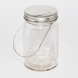 Barattolo vetro trasparente con 10 fiori led giallo D 45x145 mm Art 71700 2