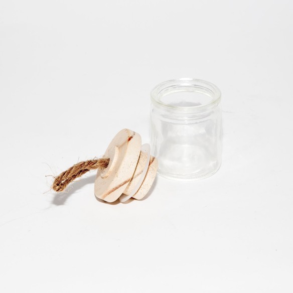 Bomboniera Decorazione Barattolo ermetico vetro trasparente e tappo legno  D 6 x 6 cm Art 07006