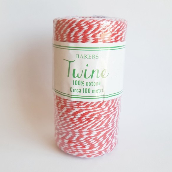 Rotolo cordoncino cotone rosso e bianco decorazione wedding art 71964