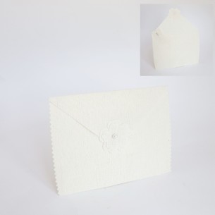 Bomboniera Busta per invito in tessuto rigido Avorio idea wedding matrimonio set 12 pz art 167