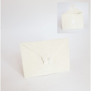 Bomboniera Busta per invito in tessuto rigido Avorio idea wedding matrimonio 15,5 x h 11,5 cm confezione 12 pz art 166