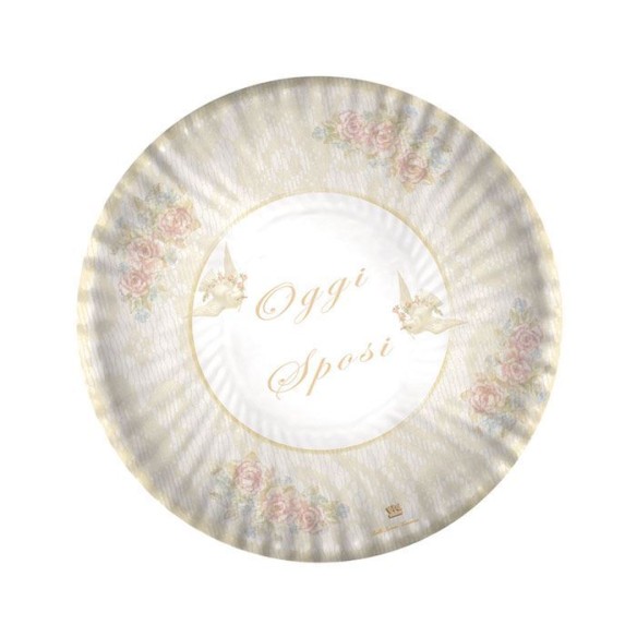 Piatti Matrimonio Oggi Sposi cm 18 per torta dolci 10 pz Art  60342