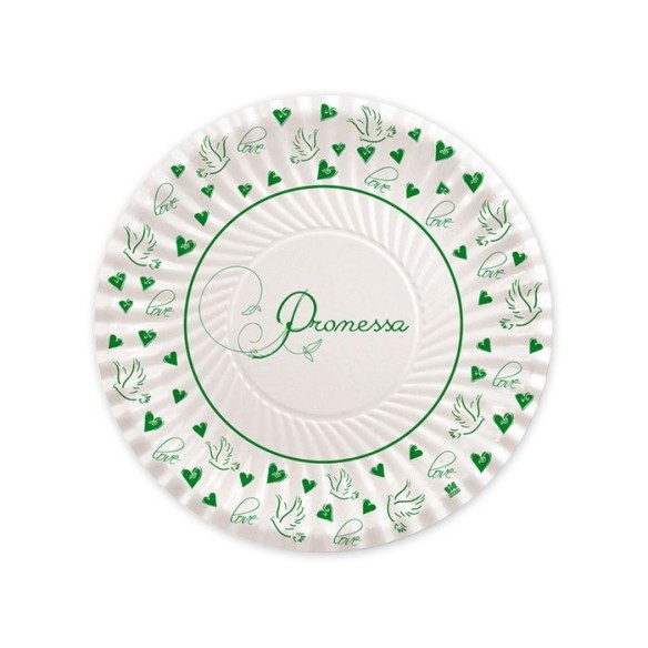 Piatti Promessa Love Matrimonio 18 cm confezione 10 pz Art 61771