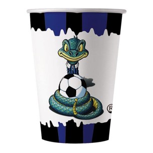 Bicchieri Inter Sibilo nero azzurro 200cc Compleanno 10 pz Art 60336