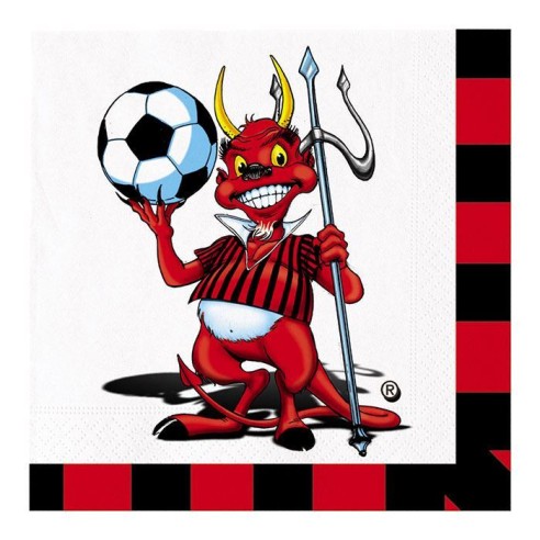 Tovaglioli Milan Diablotto Rosso Nero 33 x 33 cm Compleanno 20 pz Art 60333