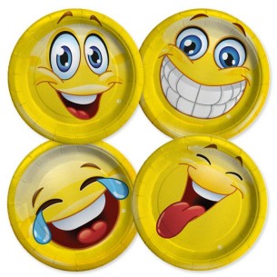 Piatti Emoticons mix Giallo 18 cm Festa Compleanno 8 pz Art 61948