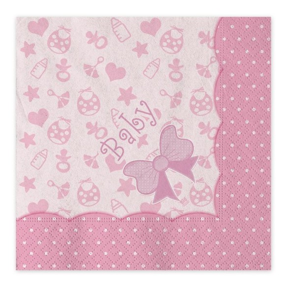 Tovaglioli Baby Bimba Rosa 33 x 33 cm festa Compleanno 16 pz Art 60996