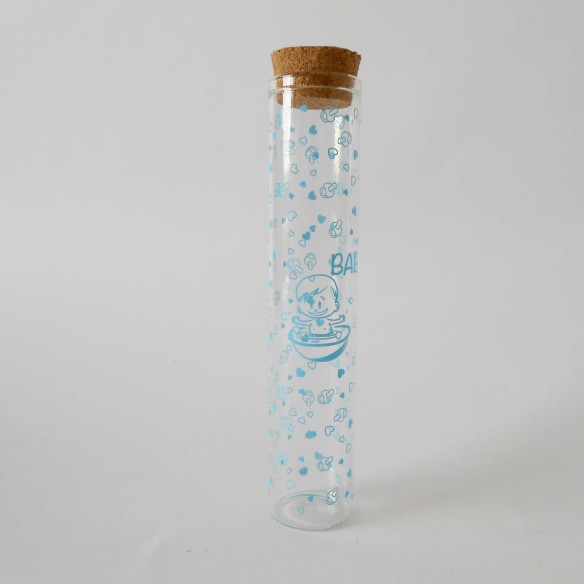 Bomboniera Fiala vetro rotondo per confetti Baby Celeste 6 pz art SC325