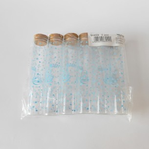 Bomboniera Fiala vetro rotondo per confetti Baby Celeste 6 pz art SC325 2