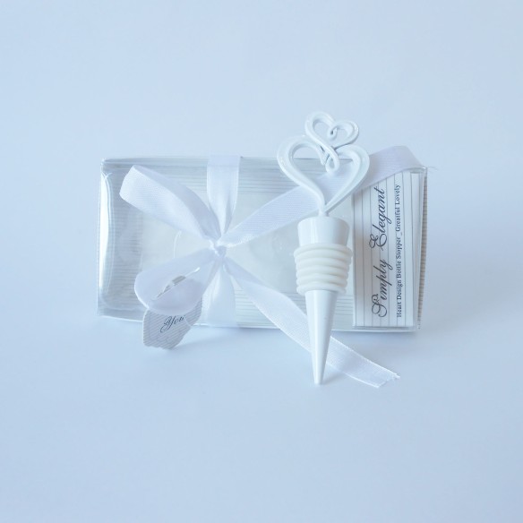 Bomboniera tappo Bottiglia 2cuori Bianco regalo wedding art 12270