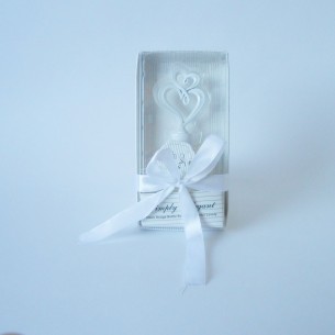 Bomboniera tappo Bottiglia 2cuori Bianco regalo wedding art 12270 2