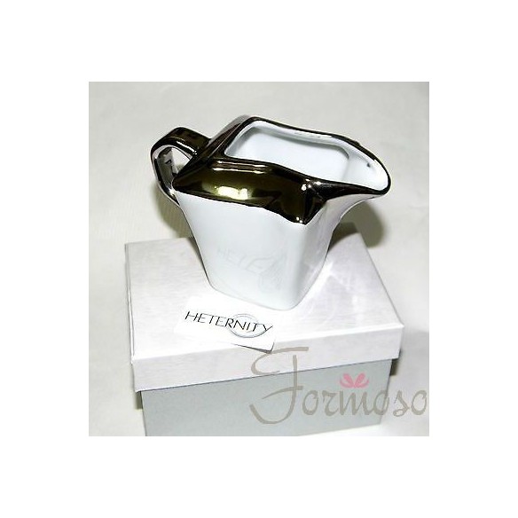 Lattiera ellegante in porcellana colore bianca-silver bomboniera art 02396