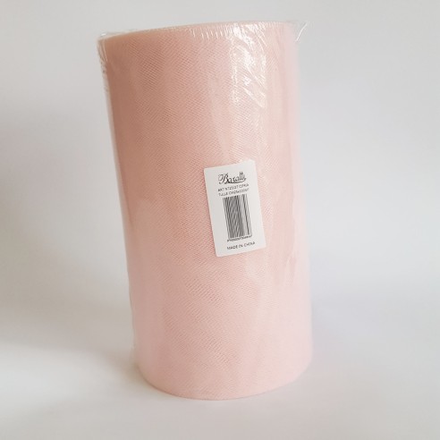 Bobina 25 cm x 100 mt rotolo tulle decorazioni bomboniere colore Cipria art. NT25/27