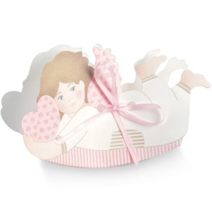 Bomboniera Scatola Confetti sagoma Angioletto Rosa Set 10 pz art 17451