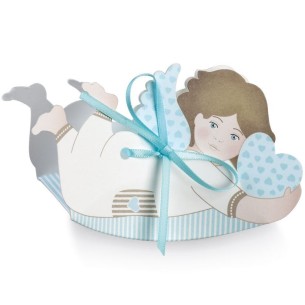 Bomboniera Scatola Confetti sagoma Angioletto Celeste Set 10 pz art 17450