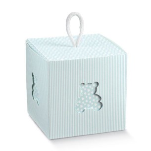 Bomboniera Scatola Confetti inserto Orsetto Millerighe Celeste Set 10 pz art 17460