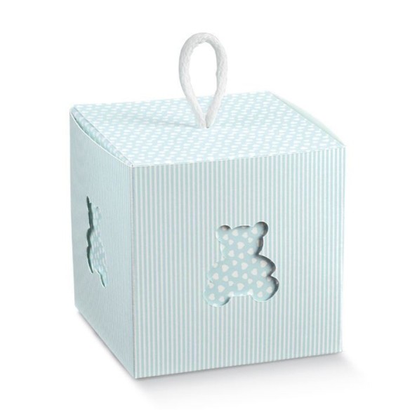 Bomboniera Scatola Confetti inserto Orsetto Millerighe Celeste Set 10 pz art 17460