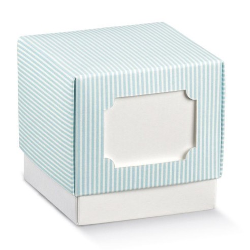 Bomboniera Scatola Confetti inserto etichetta Millerighe Celeste Set 10 pz art 17469