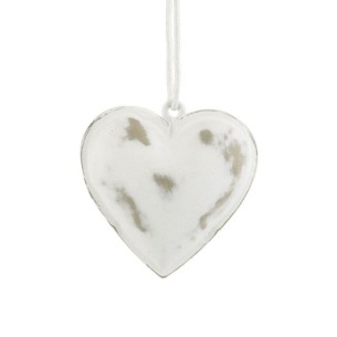 Cuore Bianco Shabby chic per decorazione Bomboniera 4 cm Set 12 pz art 18571