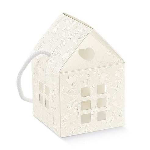 Scatola bomboniera Casetta HARMONY Bianco 10x10x10 cm 10pz art 17661