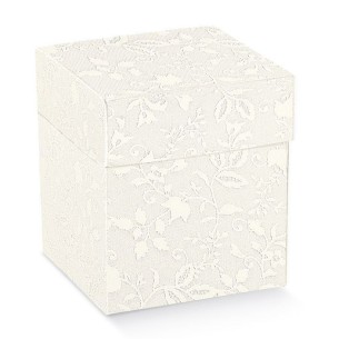 Scatola Bomboniera pieghevole e coperchio Harmony Bianco 14x14x8cm 10pz art 17740