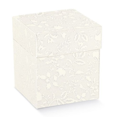 Scatola Bomboniera pieghevole e coperchio modello HARMONY Bianco 16,5x16,5x11cm Confezione 10 pz art 17744