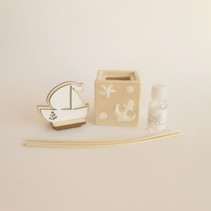 Bomboniera Profumatore Diffusore Barca in legno e ceramica 12 cm Art 08500 2