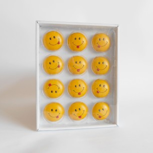 Bomboniera Compleanno Magnete in resina SMILE giallo set 12pz Art 049372