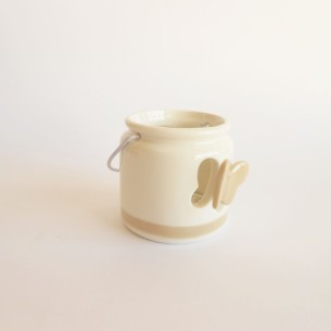 Bomboniera Lanterna in ceramica Beige e Avorio inserto farfalla Art 02058 2