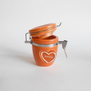 Bomboniera Barattolo ermetico ceramica vari colori inserto cuore set 4 pz Art 02003 2