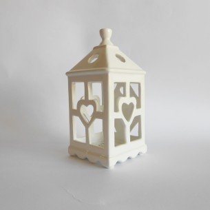 Bomboniera Matrimonio Lanterna Casetta ceramica con Led Giallo Art 01017 2