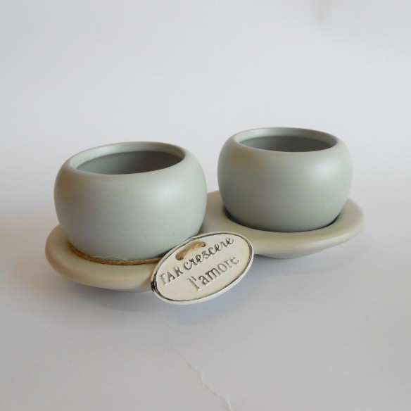 Bomboniera Piattino doppio porta pianta terracotta vari colori set 2 pz Art 02031