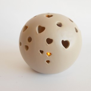 Bomboniera Sfera terracotta tortora con coppia e led interno fisso giallo 9 cm Art 02036 2
