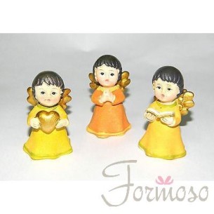 Bomboniera angelo in resina varie figure assortiti Battesimo Nascita h 5 cm set 3 pezzi art 05072