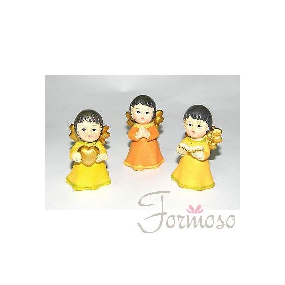 Bomboniera angelo in resina varie figure assortiti Battesimo Nascita h 5 cm set 3 pezzi art 05072
