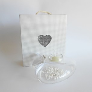 Bomboniera Cuore vetro trasparente Porta candela Tealight  15 cm Art 07066 2