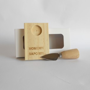 Bomboniera Matrimonio Coltello formaggio con manico e piattino legno Art 08485 2