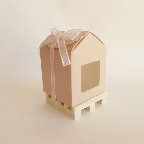 Bomboniera Decorazione Orsetto peluche Rosa con cuore Battesimo nascita 13 cm Art 08540